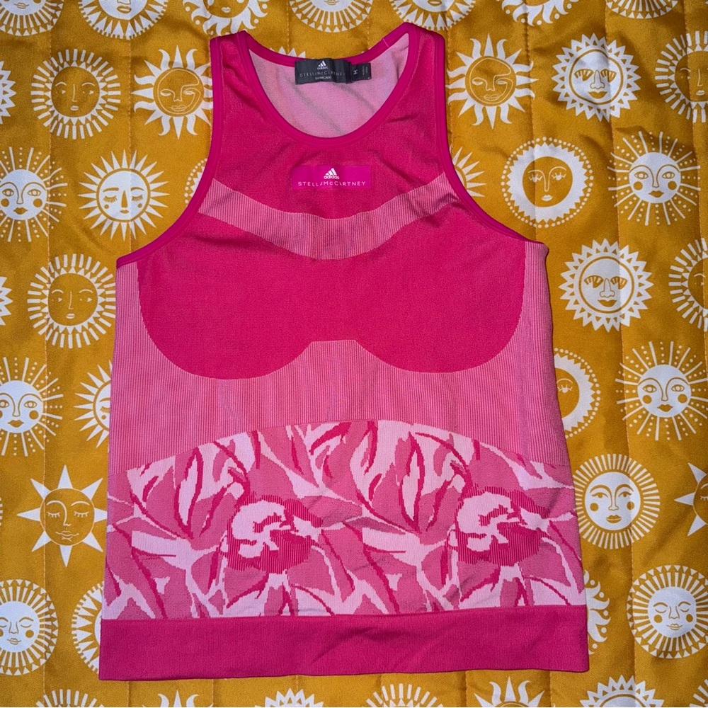 Adidas by Stella McCartney Pink Floral Seamless Tank Top